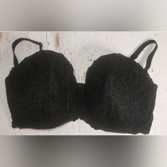 Smart and Sexy Black Lace Balconette Bra Size 42DD Adjustable Convertible Straps - Picture 1 of 11